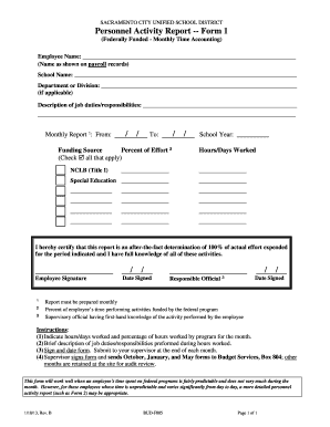 Personnel Activity Report Form 1