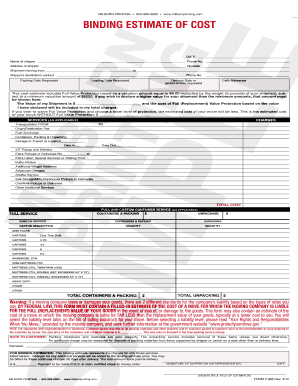 BINDING ESTIMATE OF COST - Milburn Printing