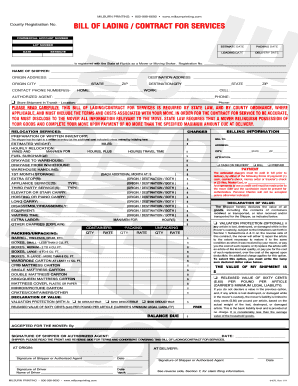 Florida Bill of Lading Contract for Services