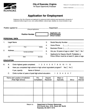 City of Roanoke Employment Application