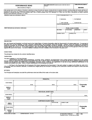 US Federal Performance Bond Form