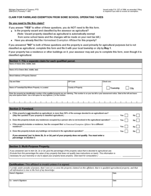 Michigan Farmland Exemption Claim Form
