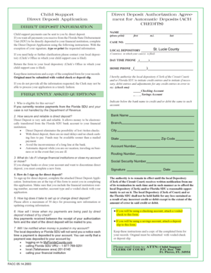 Child Support Direct Deposit Authorization Form