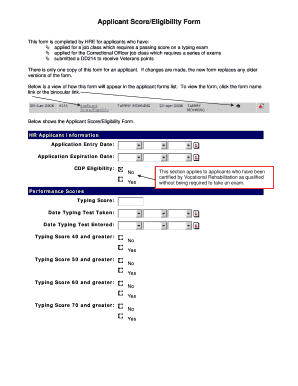 Applicant Score/Eligibility Form