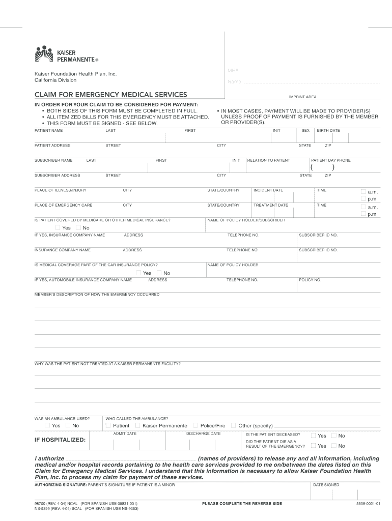 Claim Medical Services Form - Fill Online, Printable, Fillable Pertaining To Kaiser Doctors Note Template