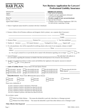 New Business Application for Lawyers39 Professional Liability