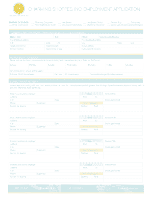 Charming Shoppes Employment Application