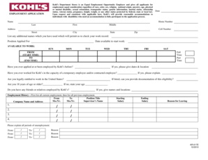 Kohl's Employment Application Form