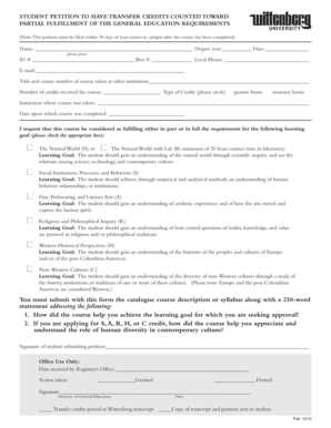 Student Petition for Transfer Credits