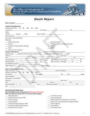 Death Review Form