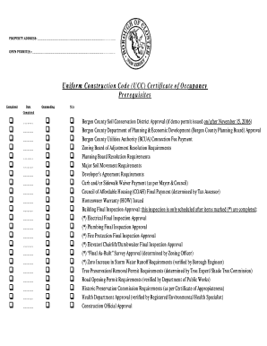 Uniform Construction Code Certificate of Occupancy