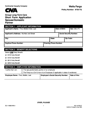 Group Long-Term Care Short Form Application