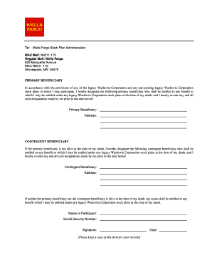 Wells Fargo Stock Plan Beneficiary Designation Form