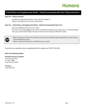 Critical Illness and Supplemental Health Claim Form