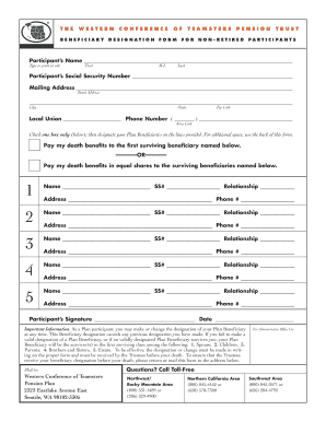 Western Conference Teamsters Pension Beneficiary Designation Form