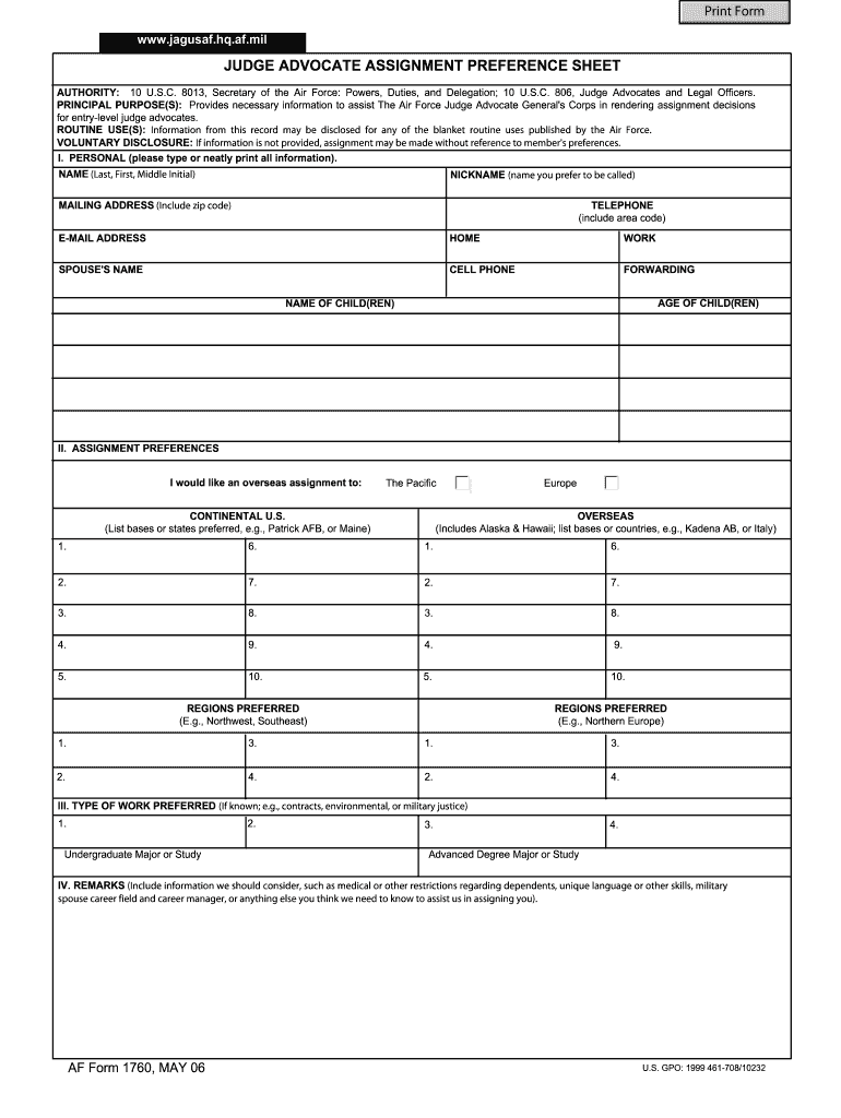 Fillable Online AF Form 1760 Air Force Fax Email Print PdfFiller
