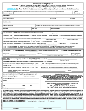 403(b) Transaction Routing Request Form