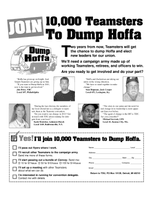 Teamsters Union Campaign Form