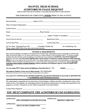 Manvel High School Auditorium Usage Request