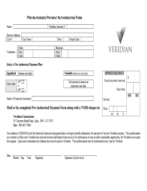 Pre-Authorized Payment Authorization Form