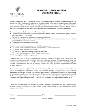 SAMPLE CONSENT FORM FOR NEW CUSTOMERS - Veridian