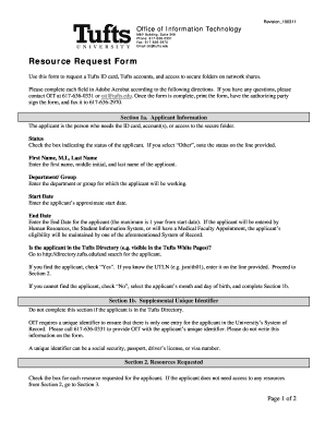 Tufts Resource Request Form