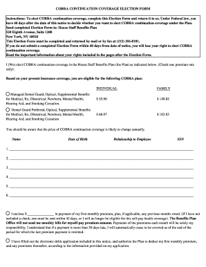 COBRA Continuation Coverage Election Form