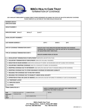 MACo Health Care Trust Termination of Coverage Form
