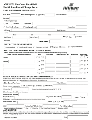 Anthem BlueCross BlueShield Health Enrollment Form