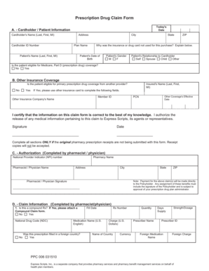 Prescription Drug Claim Form