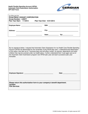 Health Flexible Spending Account Opt-Out Form