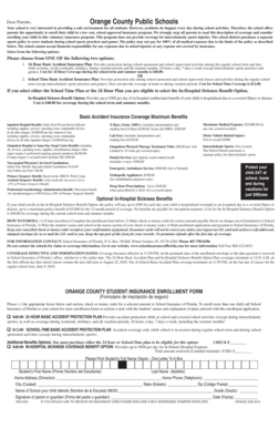 Orange County Student Insurance Enrollment Form
