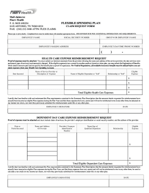 Fiserv Health Flexible Spending Plan Claim Request Form