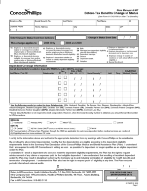 ConocoPhillips Before-Tax Benefits Change in Status Form