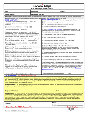 US Employee Exit Checklist