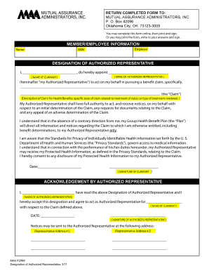 Designation of Authorized Representative
