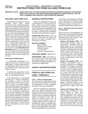 Hawaii Form G-6S Application for Exemption from General Excise Taxes