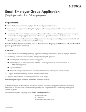 Small Employer Group Health Insurance Application