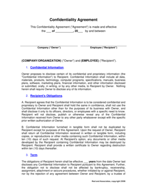 Confidentiality Agreement