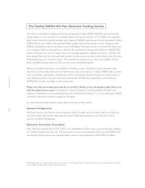 Fidelity SIMPLE-IRA Plan Electronic Funding Service Form