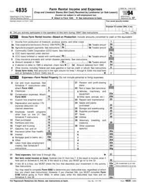IRS Form 4835 Farm Rental Income and Expenses