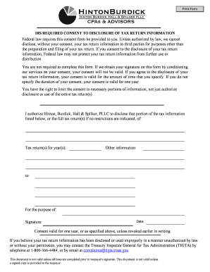 IRS Tax Return Information Disclosure Consent Form