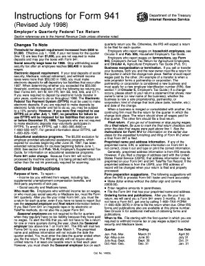 IRS Form 941 Employer's Quarterly Federal Tax Return