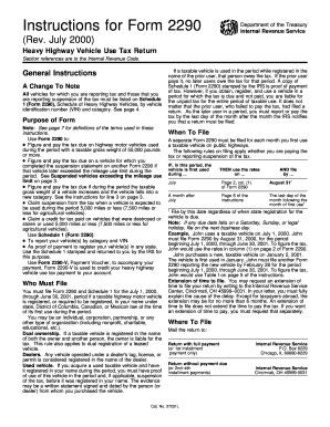 Heavy Highway Vehicle Use Tax Return Form 2290