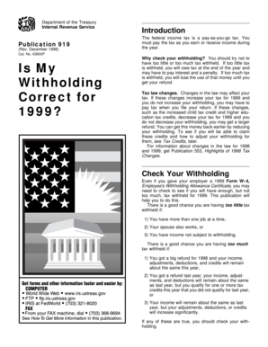 IRS Publication 919 Withholding Tax Guide