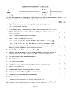 Corporation and S-Corporation Tax Organizer