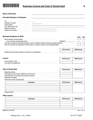 US Business Income and Expenses Form