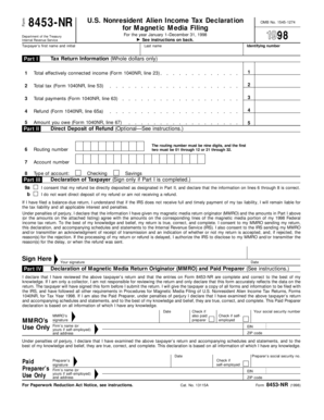 Form 8453-NR Nonresident Alien Income Tax Declaration