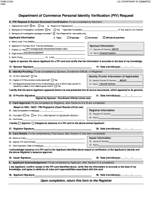 US Department of Commerce PIV Request Form CD-591