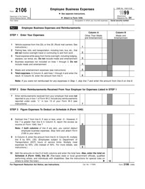 IRS Form 2106 Employee Business Expenses